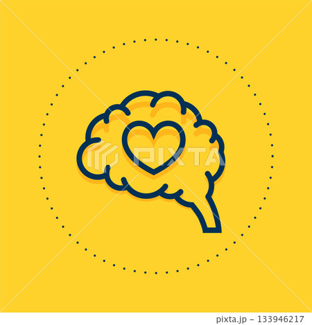 human brain and heart on yellow background for mental health support human brain and heart on yellow background for mental health support 133946217