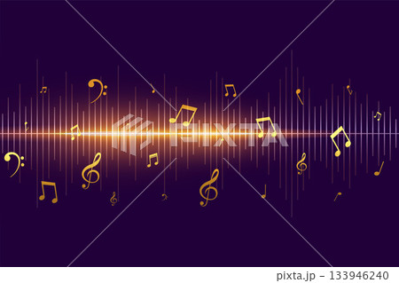 golden musical notes with audio beat for next cover track golden musical notes with audio beat for next cover track 133946240