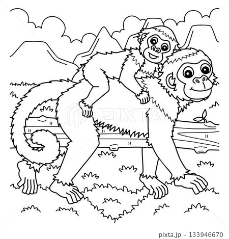 Capuchin Monkey Coloring Page for Kids 133946670