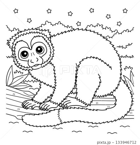 Night Monkey Coloring Page for Kids Night Monkey Coloring Page for Kids 133946712