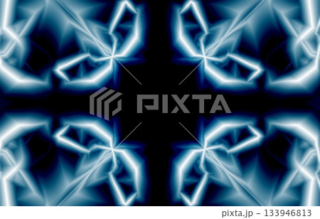 Abstract blue neon cross pattern with glowing geometric lines for futuristic design and art 133946813