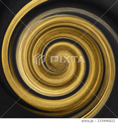 Spiral of gold rings: an abstract golden vortex in a black background with motion 133946822