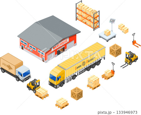 Warehouse Storage and Delivery Isometric Infographics 133946973