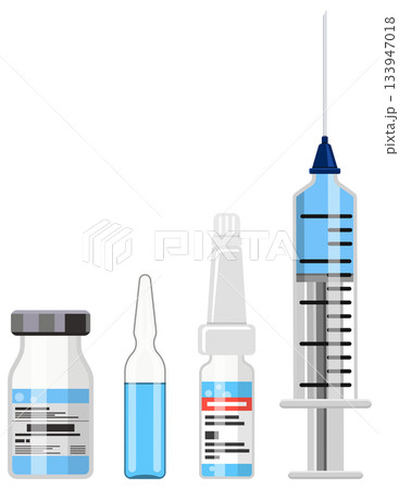 Plastic Medical Syringe and Vaccine Vial Icon 133947018