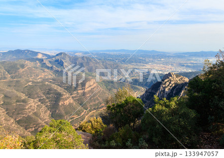 Beautiful view from the mountain of Montserrat in Catalonia, Spain Beautiful view from the mountain of Montserrat in Catalonia, Spain 133947057
