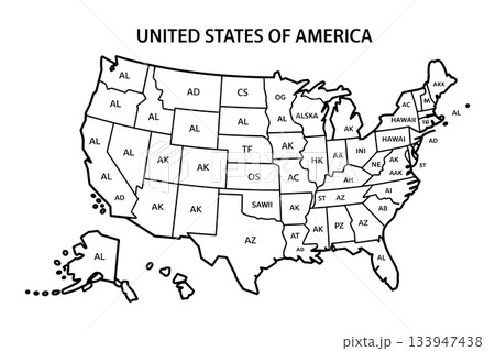 United States Map Outline Vector. USA States Geography Illustration Sketch Vector 133947438