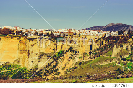 Ronda town and valley, Andalusia, Spain. 133947615