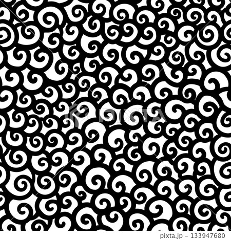 Bold hand drawn swirl seamless vector pattern with graphic spirals for striking modern prints Bold hand drawn swirl seamless vector pattern with graphic spirals for striking modern prints 133947680