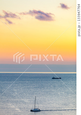 Yacht on sea water surface 133947764
