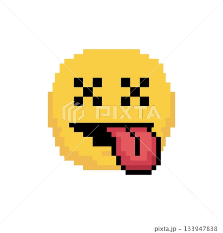 Crazy Tongue Out Emoji Pixel Art Vector. Funny Smiley Face Retro Illustration Vector Crazy Tongue Out Emoji Pixel Art Vector. Funny Smiley Face Retro Illustration Vector 133947838