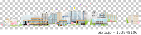 Spring cityscape footer 133948106