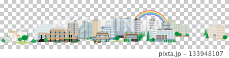 Summer cityscape footer Summer cityscape footer 133948107