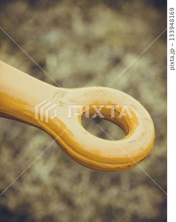 Tow hitch on big machinery closeup Tow hitch on big machinery closeup 133948169
