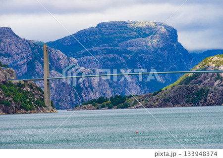 Bridge over fjord in Norway Bridge over fjord in Norway 133948374