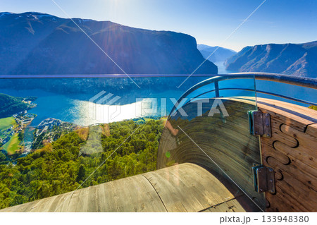 Fjord at Stegastein viewpoint Norway Fjord at Stegastein viewpoint Norway 133948380