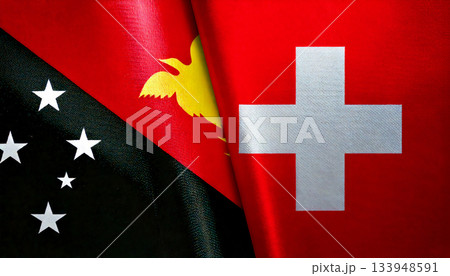 スイスの国旗とパプアニューギニアの国旗 スイスの国旗とパプアニューギニアの国旗 133948591