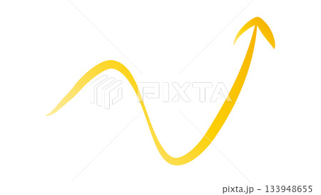 上昇成長の黄色いグラデーションのカーブ矢印 上昇成長の黄色いグラデーションのカーブ矢印 133948655