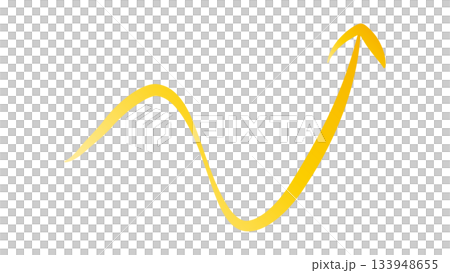 上昇成長の黄色いグラデーションのカーブ矢印 上昇成長の黄色いグラデーションのカーブ矢印 133948655