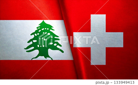 スイスの国旗とレバノンの国旗 スイスの国旗とレバノンの国旗 133949413