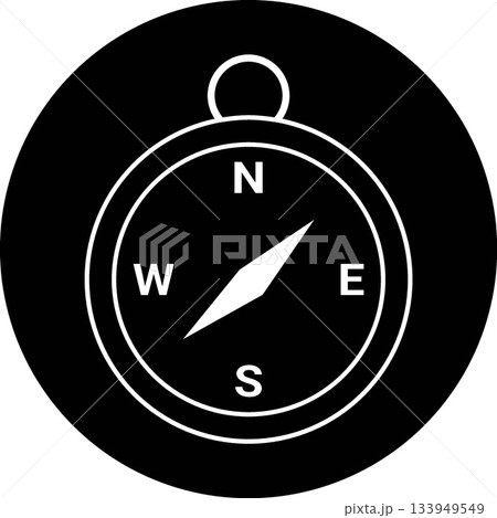 Minimalist Black Compass Icon for Navigation, Direction, Wayfinding, and Travel Vector Graphic 133949549