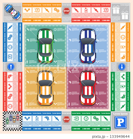 Car repair. Board game. Vector design for app game user interface. Car repair. Board game. Vector design for app game user interface. 133949644