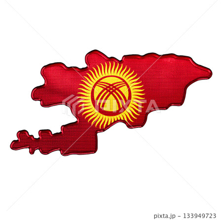 地図の形をしたキルギスの国旗のブローチ 133949723