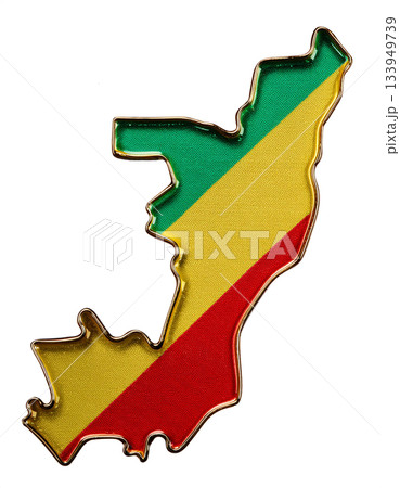 地図の形をしたコンゴの国旗のブローチ 133949739