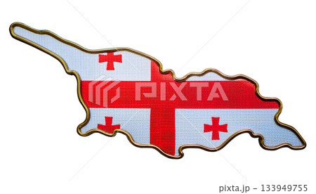 地図の形をしたジョージアの国旗のブローチ 133949755