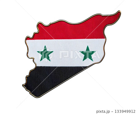 地図の形をしたシリアの国旗のブローチ 133949912