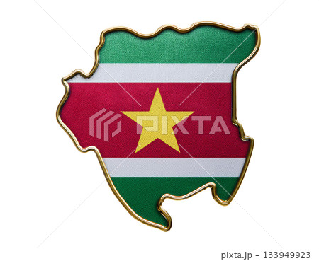 地図の形をしたスリナムの国旗のブローチ 133949923