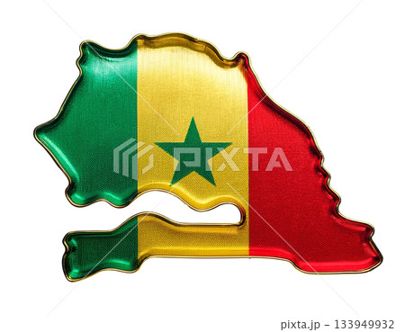 地図の形をしたセネガルの国旗のブローチ 133949932