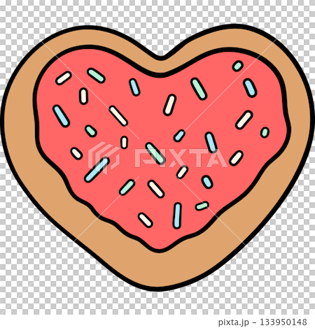 Cute heart-shaped cookies decorated with frosting in retro flat color style. Perfect for Valentine Day clipart, sweet treat designs, bakery themes, and adorable cartoon artwork. Cute heart-shaped cookies decorated with frosting in retro flat color style. Perfect for Valentine Day clipart, sweet treat designs, bakery themes, and adorable cartoon artwork. 133950148