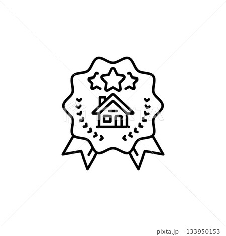real estate badge vector icon. real estate icon outline style. perfect use for logo, presentation, website, and more. simple modern icon design line style 133950153