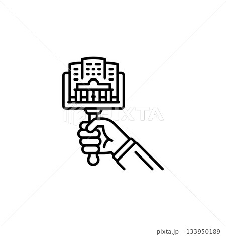 apartment auction vector icon. real estate icon outline style. perfect use for logo, presentation, website, and more. simple modern icon design line style 133950189