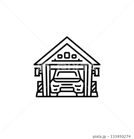 car garage vector icon. real estate icon outline style. perfect use for logo, presentation, website, and more. simple modern icon design line style car garage vector icon. real estate icon outline style. perfect use for logo, presentation, website, and more. simple modern icon design line style 133950274