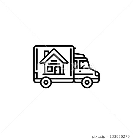 moving house vector icon. real estate icon outline style. perfect use for logo, presentation, website, and more. simple modern icon design line style moving house vector icon. real estate icon outline style. perfect use for logo, presentation, website, and more. simple modern icon design line style 133950279