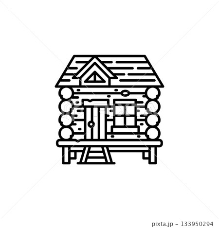 wood cabin vector icon. real estate icon outline style. perfect use for logo, presentation, website, and more. simple modern icon design line style 133950294