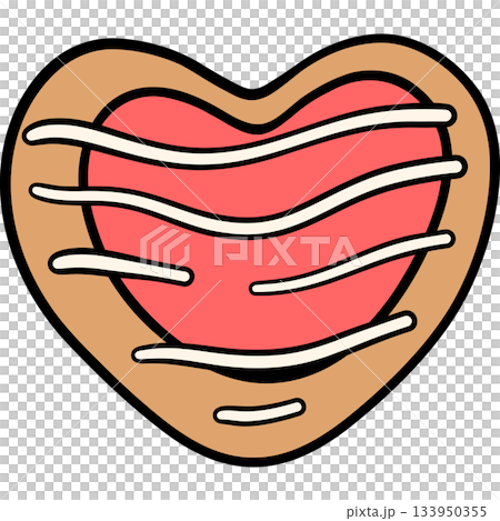 Flat color heart-shaped cookies with frosted decorations in a retro cute style. Great for Valentine clipart sets, bakery designs, holiday graphics, and charming sweet artwork. Flat color heart-shaped cookies with frosted decorations in a retro cute style. Great for Valentine clipart sets, bakery designs, holiday graphics, and charming sweet artwork. 133950355