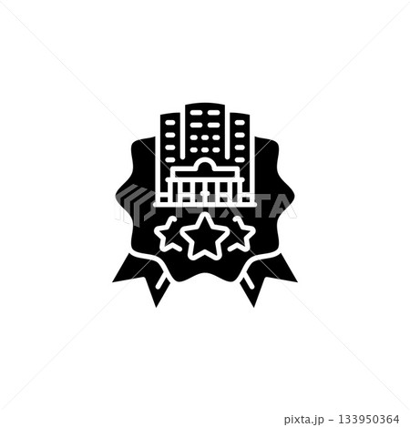 hotel badge vector icon. real estate icon solid style. perfect use for logo, presentation, website, and more. modern icon design glyph style 133950364