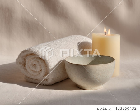 Elegant minimal spa still life composition Elegant minimal spa still life composition 133950432