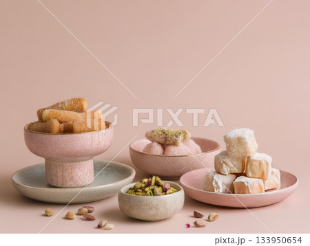 Pastel Maghrebi Sweets Flat Lay 133950654