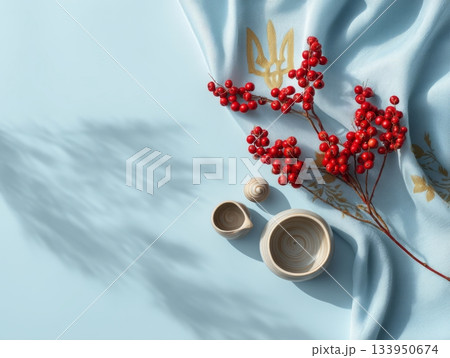 Ukrainian Symbol Still Life with copy space Ukrainian Symbol Still Life with copy space 133950674