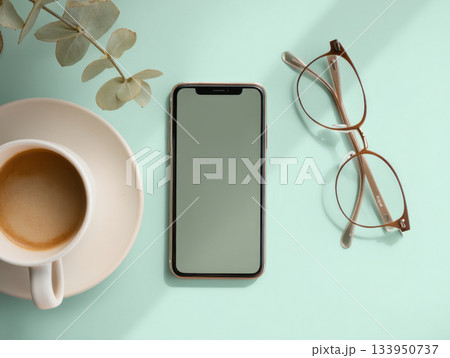 Smartphone with thank you text and coffee Smartphone with thank you text and coffee 133950737