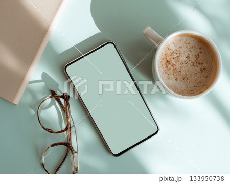 Smartphone with thank you text and coffee 133950738