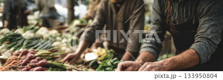 Fresh organic vegetables at farmers market 133950804