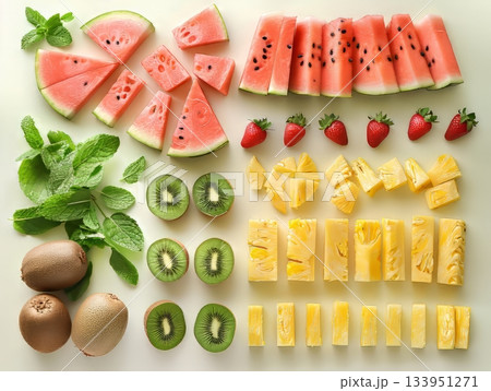 Fresh summer fruits flat lay 133951271