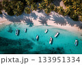 Tropical Beach Boats Aerial View 133951334