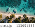 Topdown Tropical Lagoon with Boats 133951335