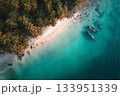 Tropical Beach Boats Aerial View 133951339