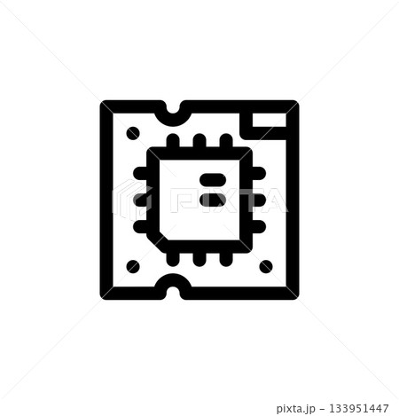 cpu vector icon. computer component icon outline style. perfect use for logo, presentation, website, and more. simple modern icon design line style 133951447